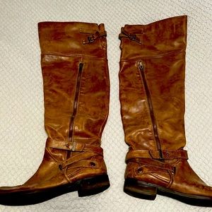 Brown leather tall boots